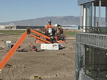 Technician working on a crane