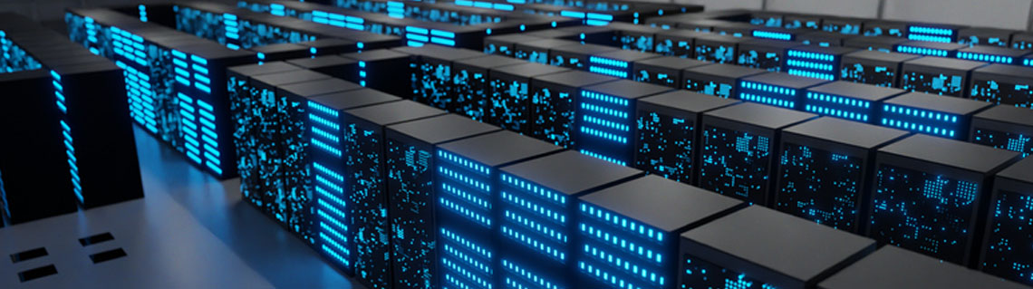 Aerial view inside of a data center facility